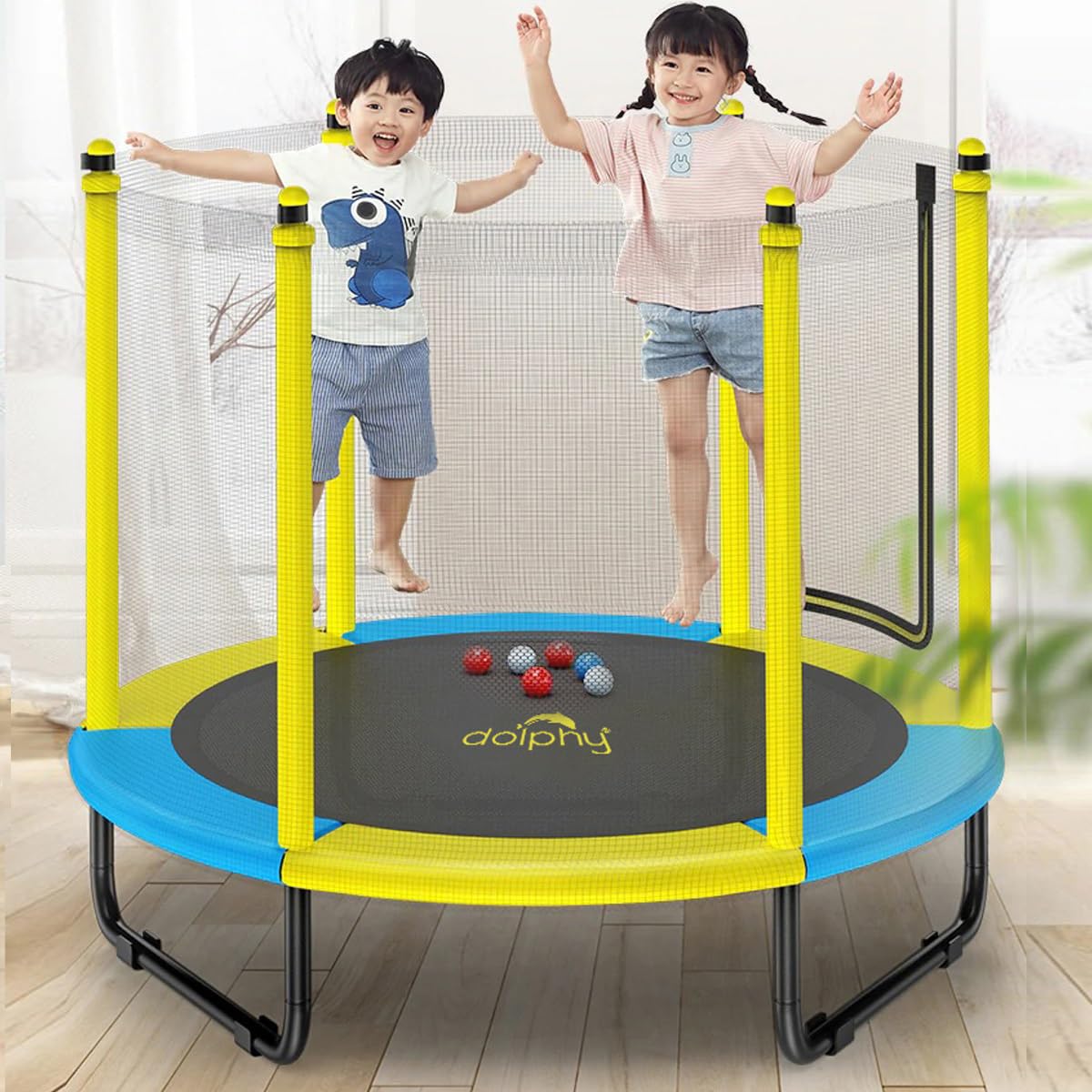 Dolphy 60 Inch Trampoline for Kids with Safety Net | Indoor & Outdoor | Powerful Loading Capacity - 100KG | Stainless Stee...