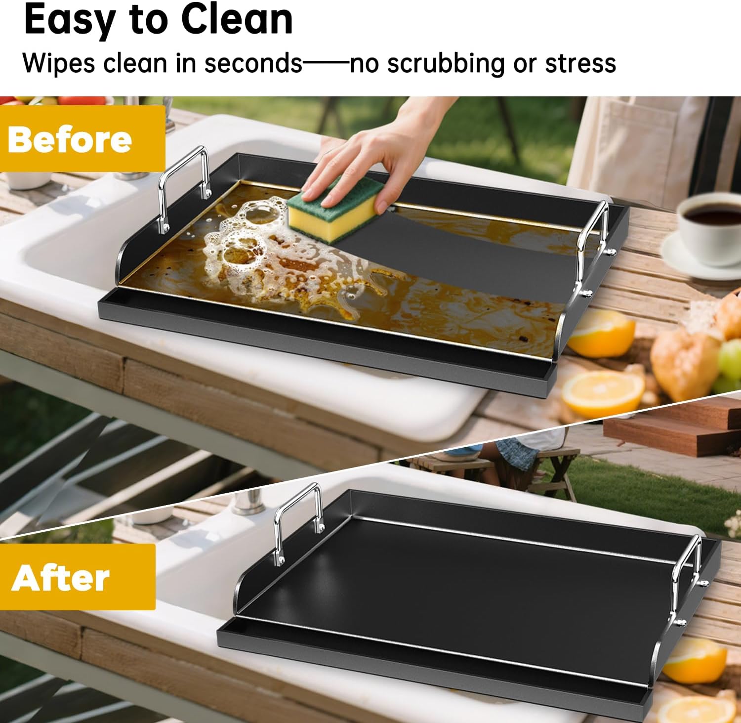 Size 17x13 Universal Griddle for Gas Grill - 17 x 13 Flat Top Grill Plate with Nonstick Ceramic Coating, Griddle Insert for Gas Stove, Outdoor Camping & Tailgating