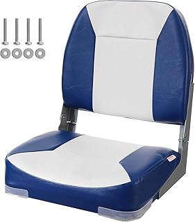 VEVOR Asiento Plegable para Barco con Respaldo Bajo Acolchado de Esponja de Alta Densidad, Impermeable para Lanchas Rápidas y Barcos de Pesca, 48,5 x 41 x 48 cm