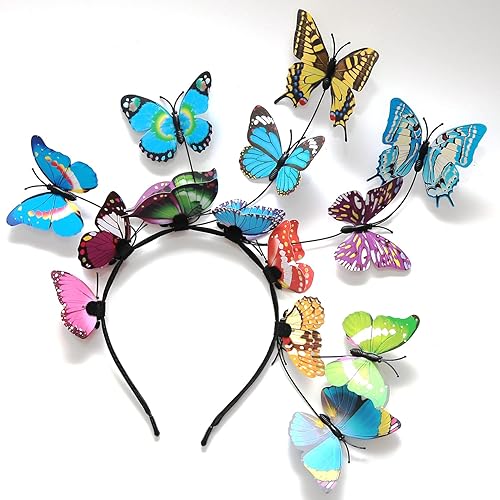 XINXIYAN Diadema de mariposa para mujeres y niñas adultas, diadema de antena de mariposa, Mardi Gras, tocado de disfraz de hadas de Halloween,