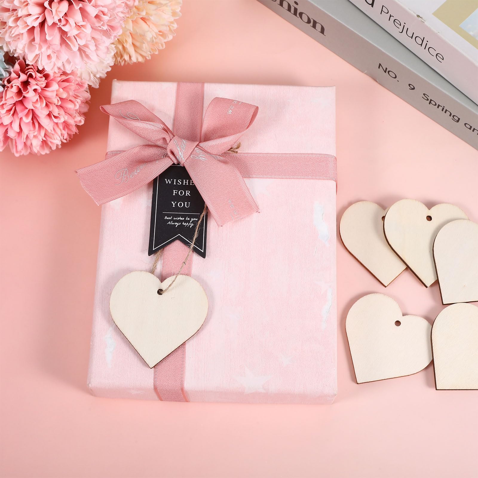 50 Stück Holzherzen Zum Beschriften 5cm/1.97inch, Holzherzen Zum Bemalen Herz Holz mit Loch, Natur Buchsbaum für Hochzeit, Party, Jubiläum, Geschenkanhänger, DIY Handwerk, Hochzeitdeko Streudeko