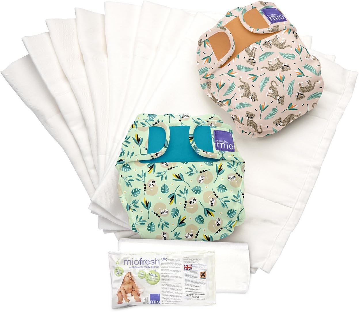 Bambino Mio, miosoft reusable nappy set size 1 (<9kgs), rainforest a