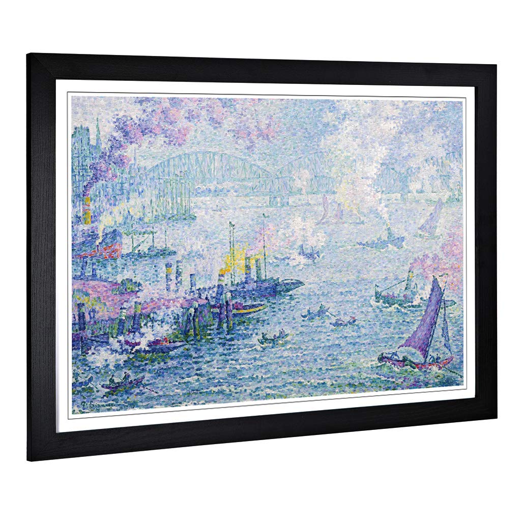 Big Box Art Framed Print of Paul Signac The Port of Rotterdam Design | Wall Art Picture | Home Decor for Kitchen, Living Room, Bedroom, Hallway, Black, A2 / 24.5x18 Inch / 62x45cm