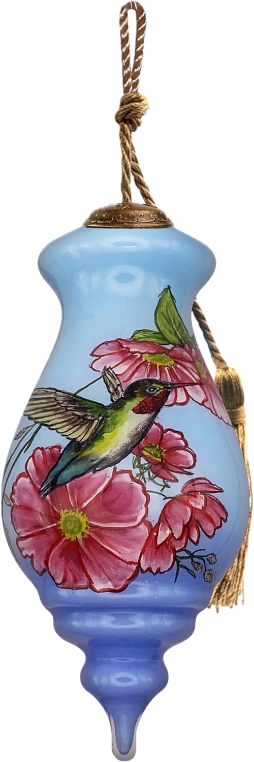 Hummingbird & Butterfly Ornament – Hand-Painted Glass Nature Keepsake, Spring Garden Decor for Bird & Butterfly Lovers, Includes Elegant Gift Box
