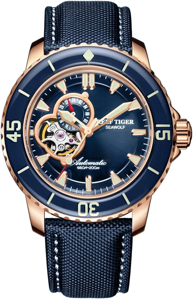 Blue Dial Dive Watches for Men Super Luminous Automatic Watches Nylon Strap Sport Watches RGA3039 RGA3039-PLL
