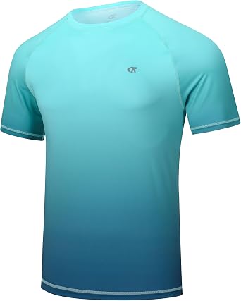 Satankud Mens UPF 50+ Rashguard Swim Tee Short Sleeve Running Shirt Swimwear Swim Hiking Workout Shirts