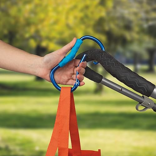 Nuby Mosquetón de gancho grande y práctico con agarre suave texturizado, los colores pueden variar