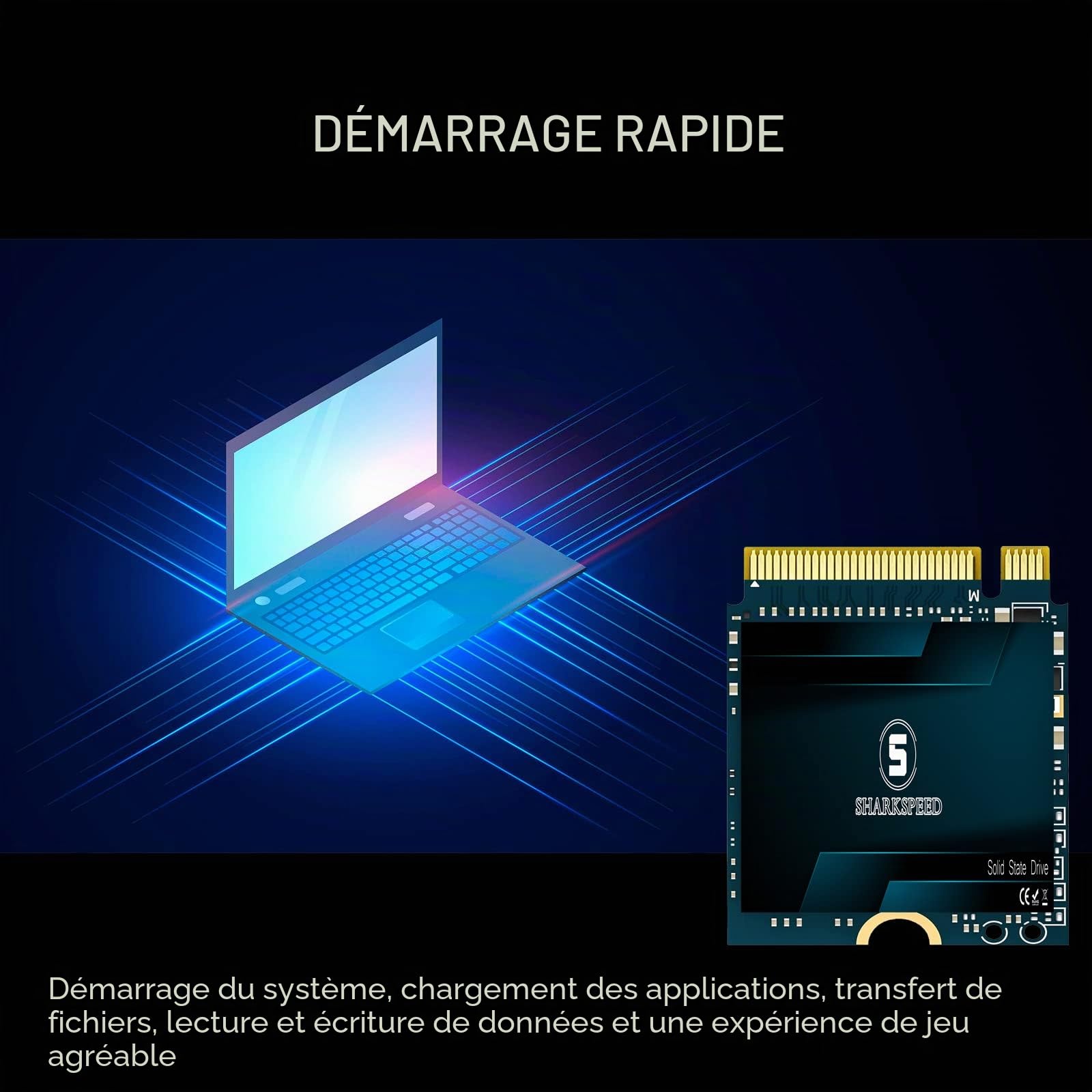 Disque SSD M.2 2230 2To 30mm NVME PCIe Gen4.0x4 pour Steam Deck, Surface Pro7/Pro8/Pro9/Pro10/Laptop Go/ProX/Laptop3/Laptop4, ROG Ally, GPD, Ultrabook, Ordinateur Portable
