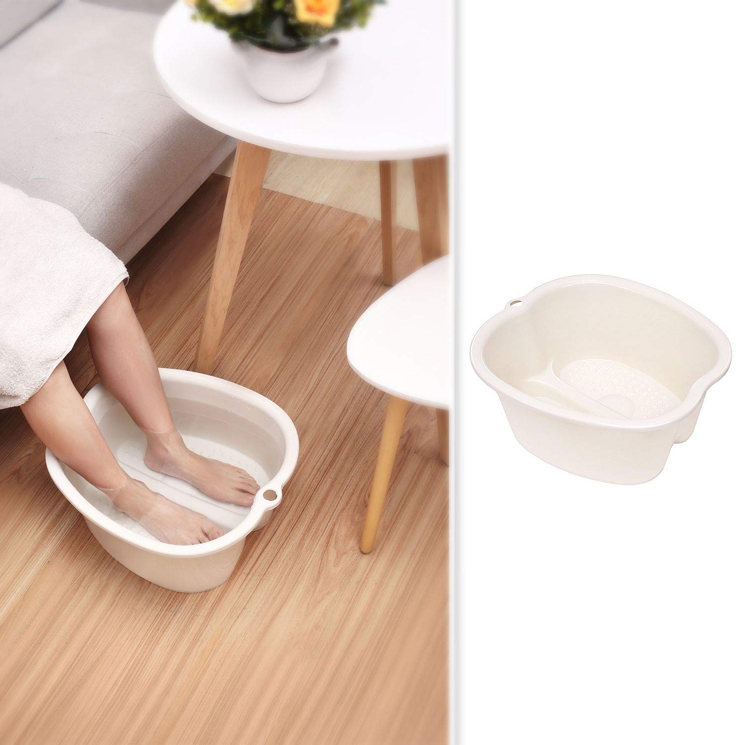 Foot Soaking Bath Basin - Large Foot Soaking Tub Foot Bath Spa Wash Basin Foot Bucket Foot Soaking Tub Feet at Home(White): Beauty