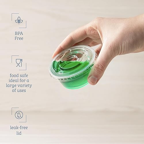 Miniatura 4 de Galashield 50 juegos de 3.25 onzas Vasos de gelatina para condimentos con tapas, tazas de salsa, tazas de porciones, recipiente para aderezo,