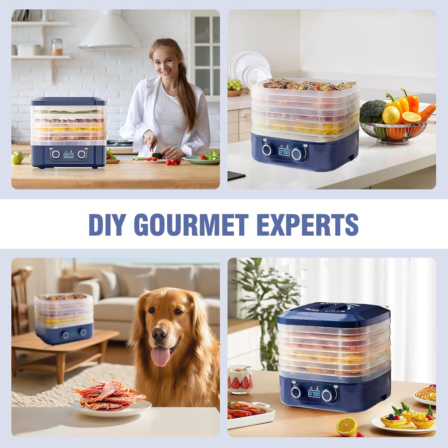 Dryer Machine for Home, Multi-layer Digital Home Dryers, Adjustable Temperature Meat Dryer, Compact Food Dehydrator for Fruits, Meat, Vegetables, Candy & Snacks