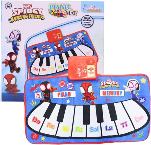 Kriiddaank Spiderman Piano Music Play Mat - Interactive Piano Keys, Early Learning &amp; Development, Portable Roll-Up | Fun &amp;...