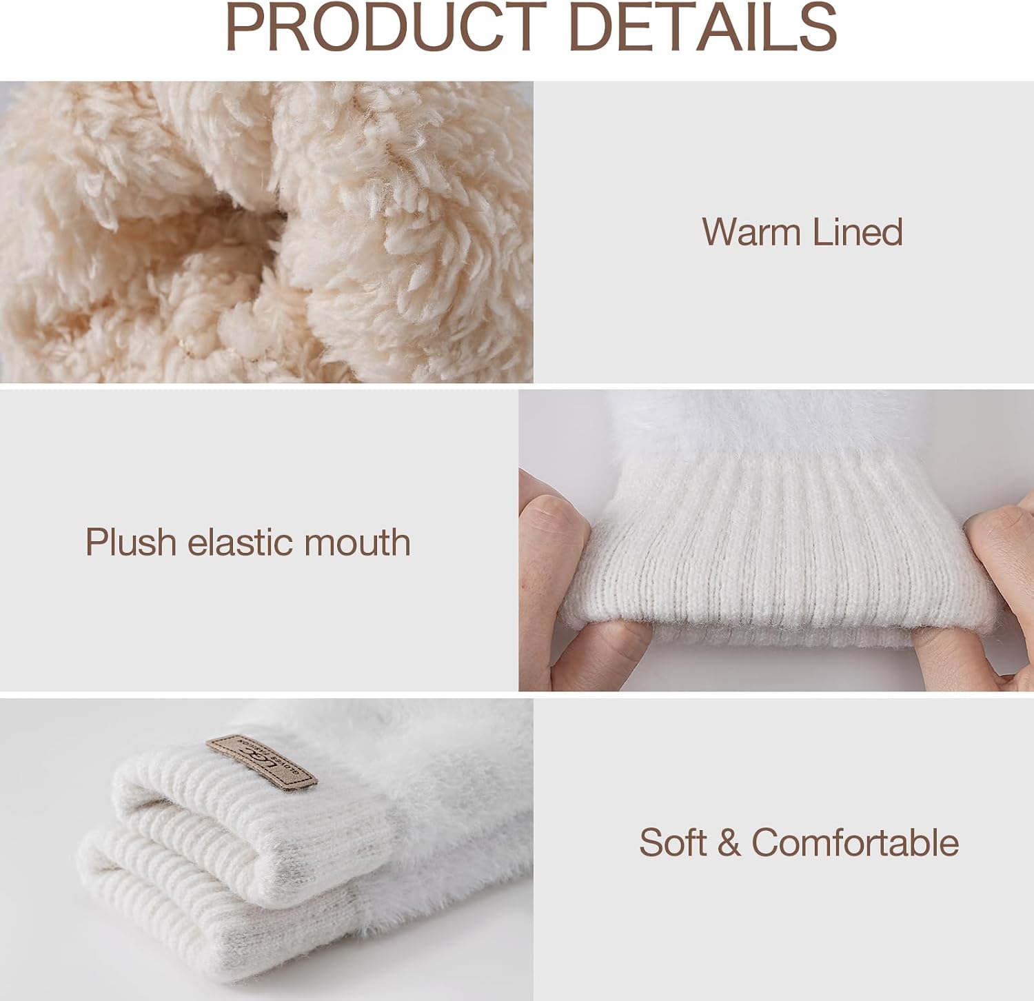 Pleneal Winter Gloves for Women, Warm Touchscreen Texting Knit Fleece Lined Thermal Glove for Cold weather