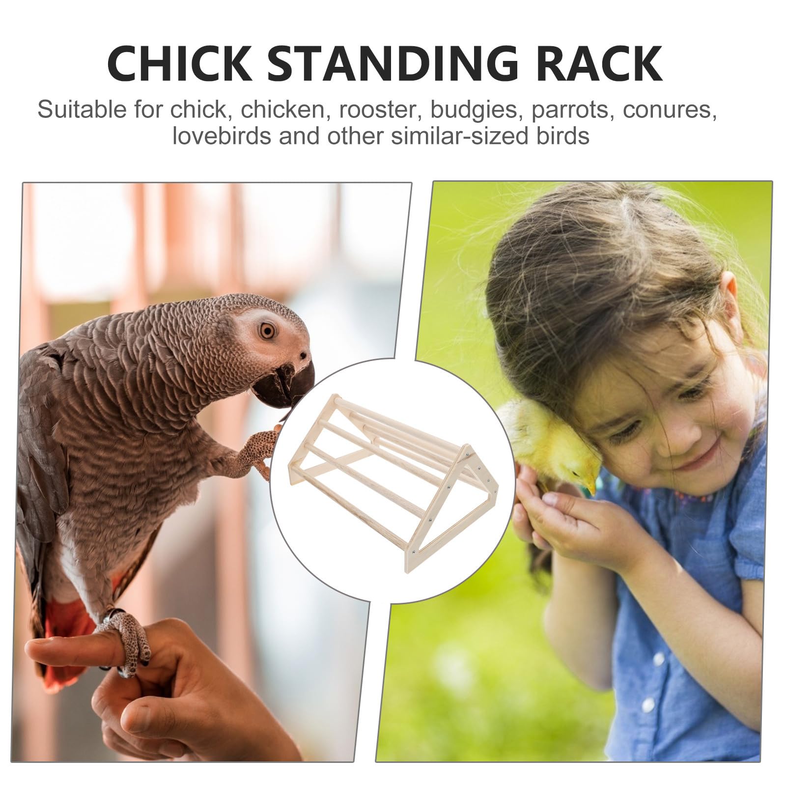 BESTYASH Posatoio Robusta in Legno per Galline e Pappagalli Struttura Beige Supporto per Esercizio e Allenamento per Gabbie di Uccelli da Compagnia