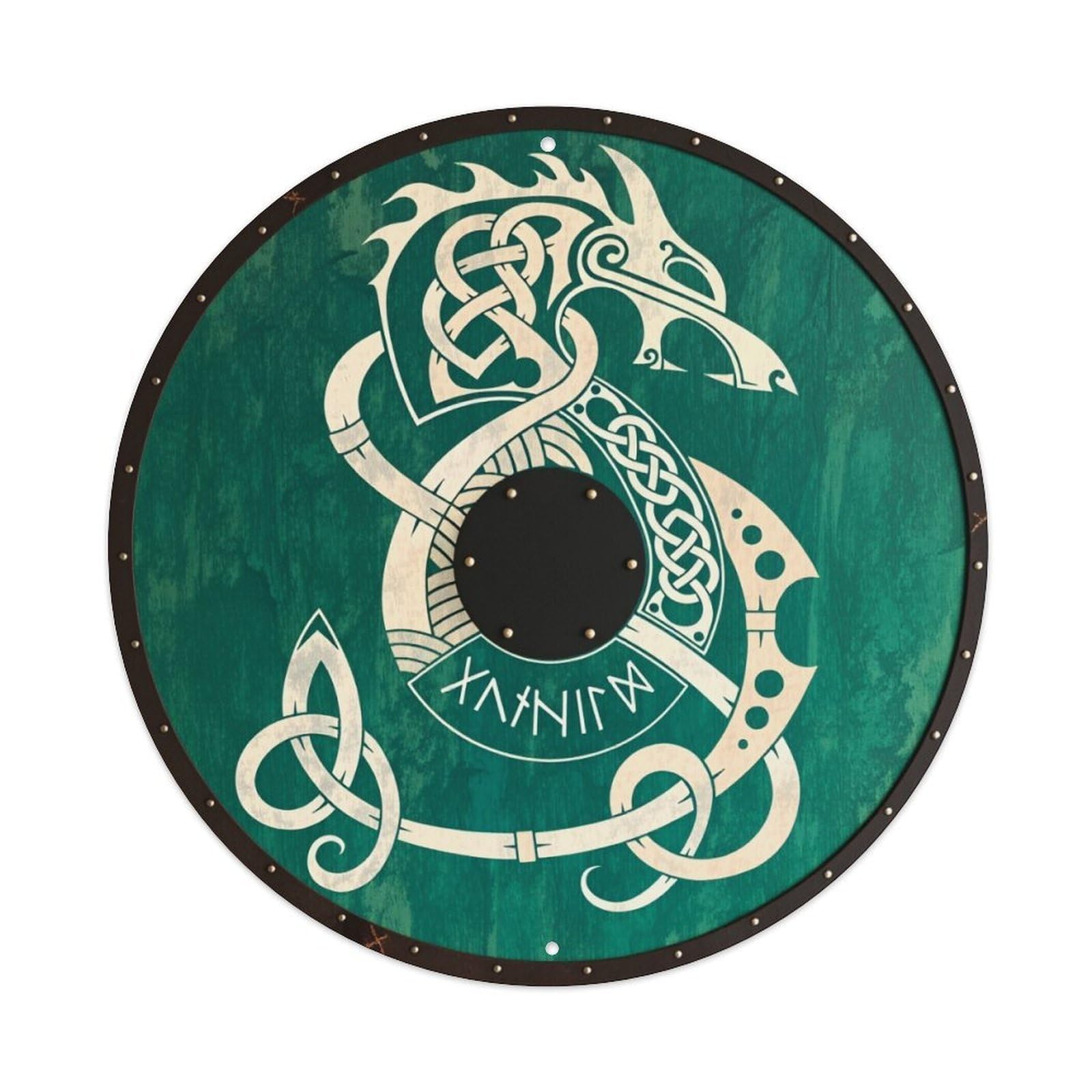 Celtic Dragon Knotwork Design Shield Round Tin Sign Vintage Metal Poster, Home Bar Garage Man Cave Cafe Indoor & Outdoor Wall Decoration 8x8Inches