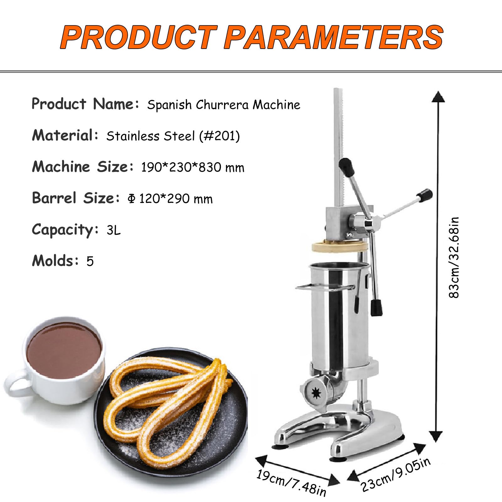 MáQuina Para Hacer Donas EspañOlas Manuales De Acero Inoxidable, MáQuina Comercial Vertical Para Churros Con 5 Boquillas Para Uso DoméStico En Restaurantes