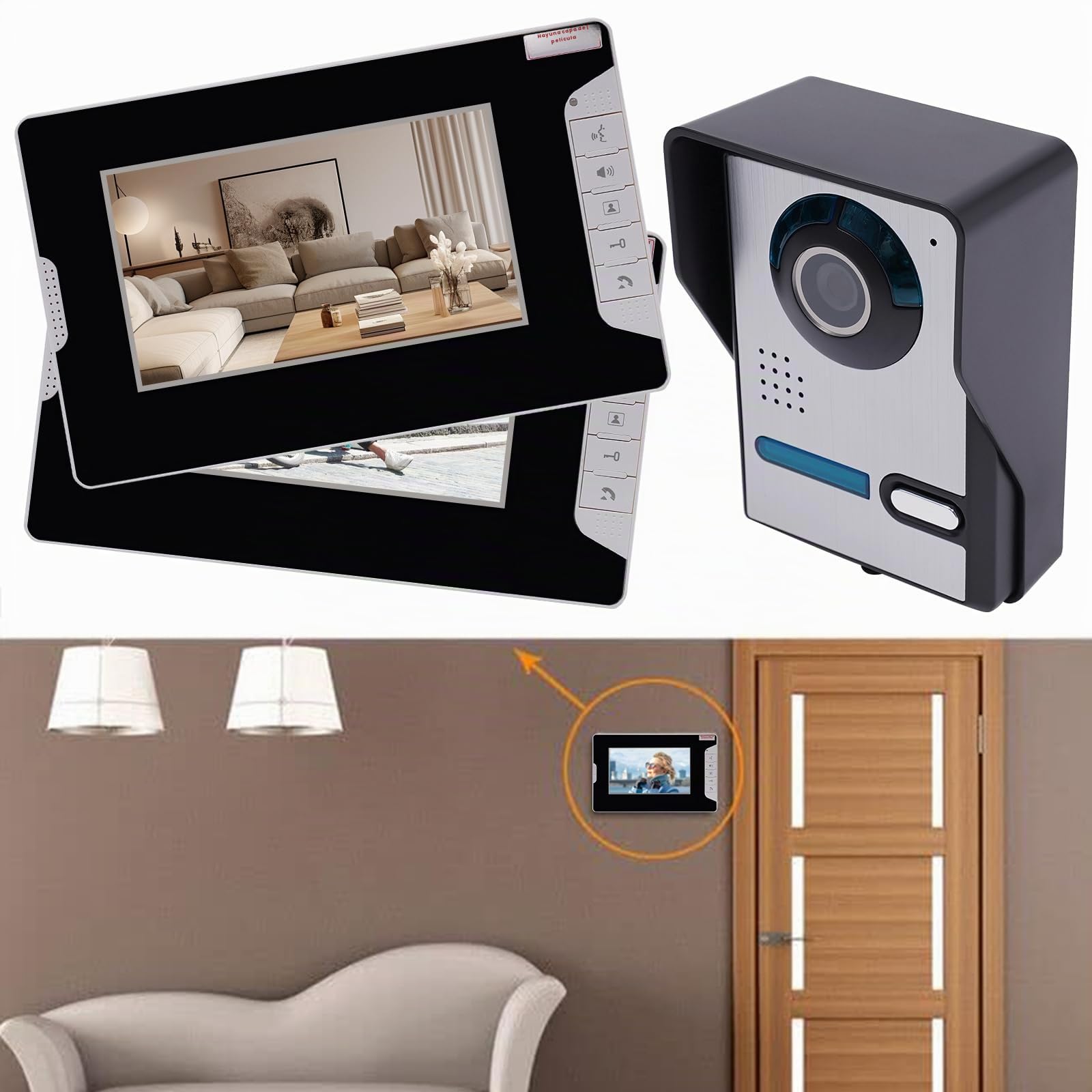 Intercomunicador VíDeo DoméStico Camarera Timbre Monitor Casa Familiar Monitores Portero VideoteléFono Puerta Cable IntercomunicacióN ConversacióN Desbloqueo Interior Llamada