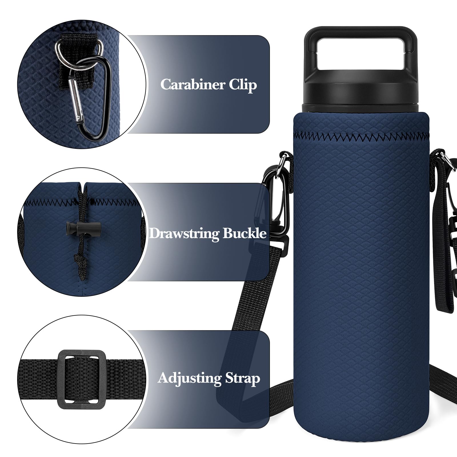 Linkidea Neoprene Water Bottle Carrier with Strap Compatible with YETI Rambler Bottle 18oz/26oz, Yonder 25oz - Image 3