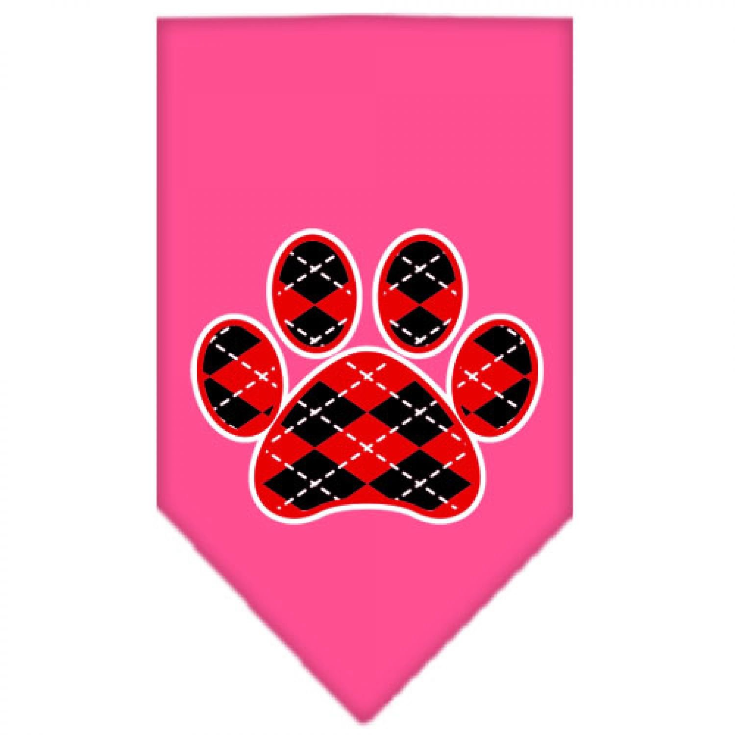 Mirage Pet ProductsArgyle Paw Screen Print Bandana for Pets, Small, Bright Pink/Red