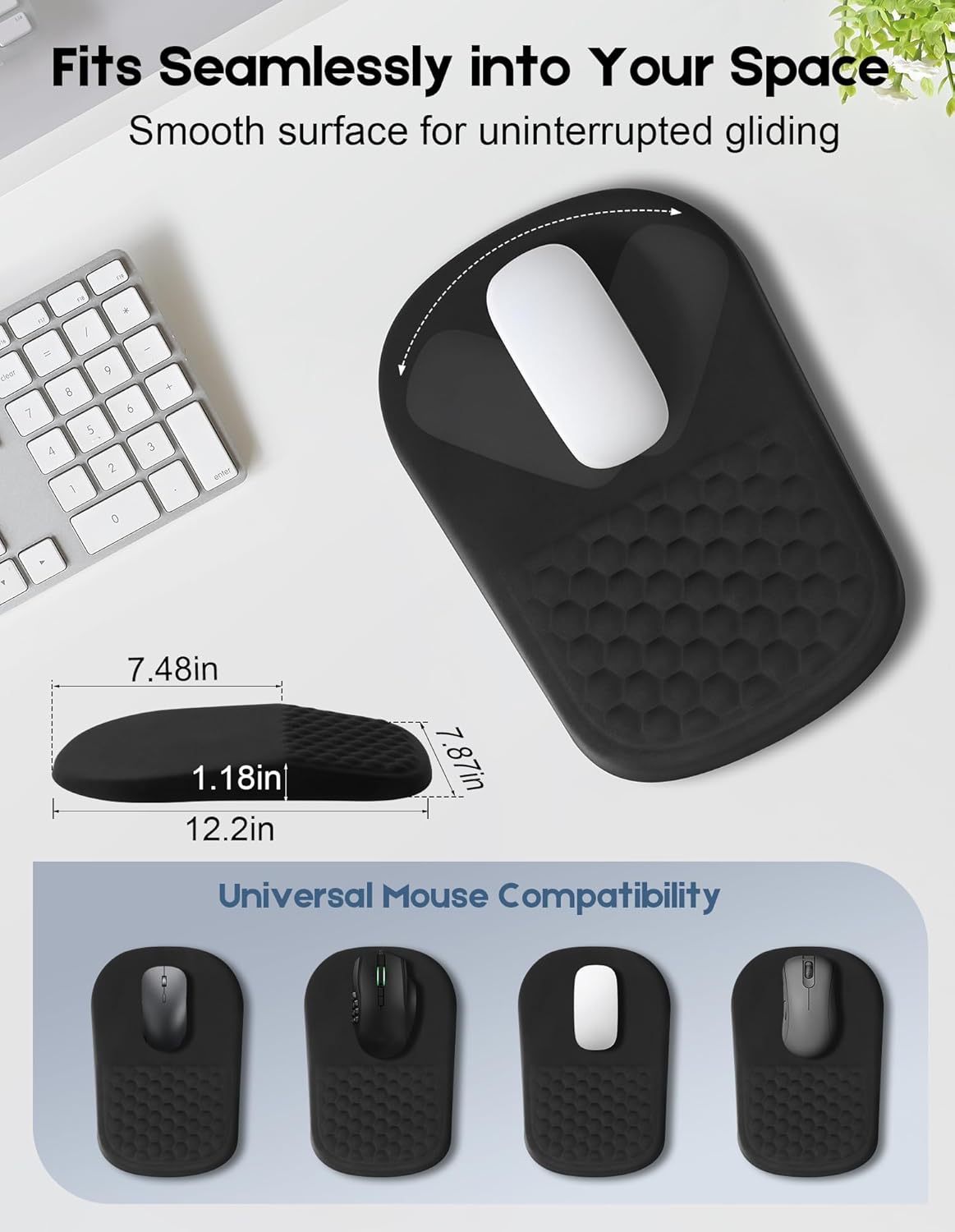 Mouse Pad and Keyboard Wrist Rest Set, Ergonomic Wrist Rest for Pain Relief, Soft Memory Foam, Non-Slip Base, Wrist Rest for Keyboard and Mouse for Office School Home Gaming
