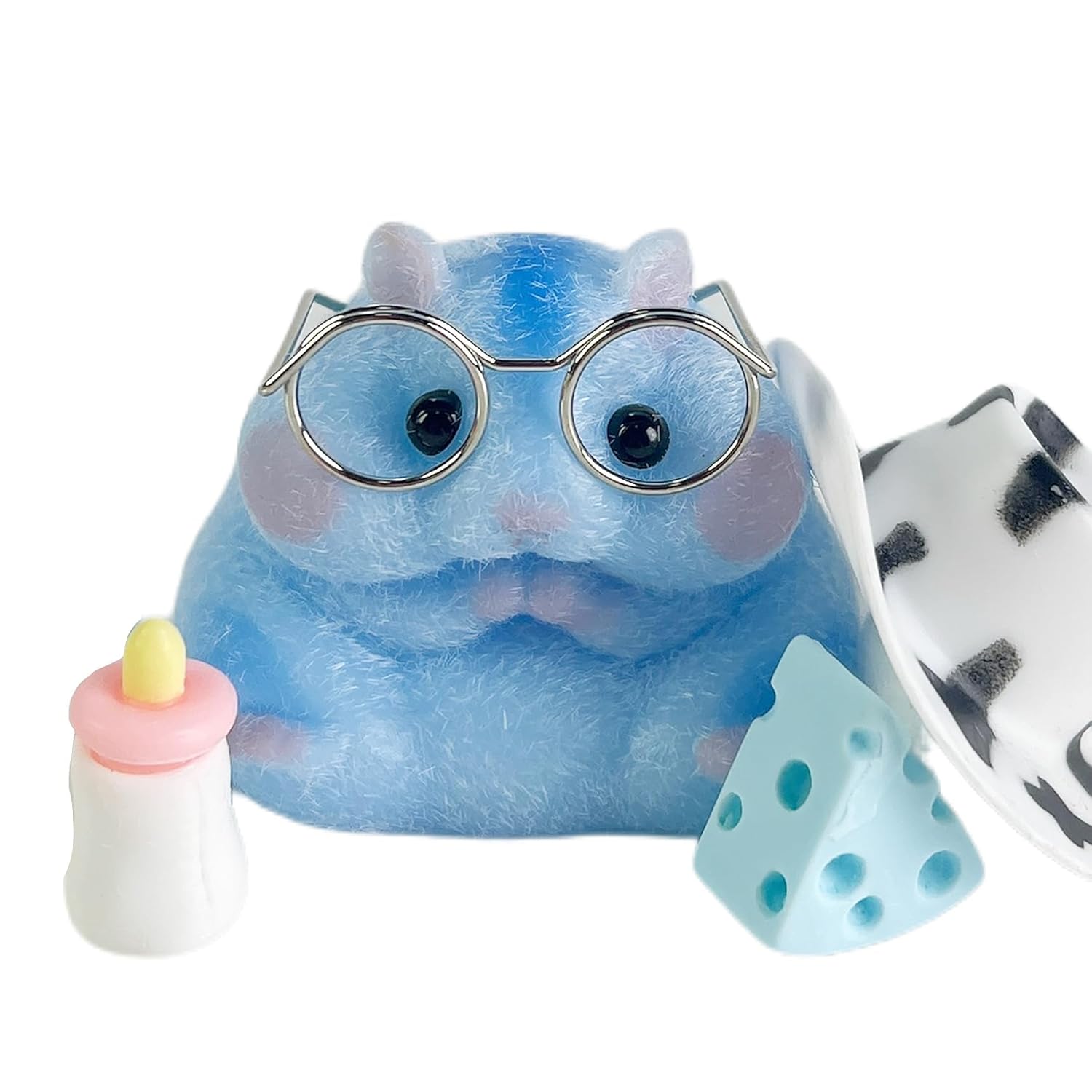 Taba Squishy Hamster Toy, Cute Squishy Hamster Fidget Toy, Realistic Hamster Toy, Soft Silicone Mochi Furry Toy, Stress Relief Gift for Adults & Kids, Sensory Anxiety Plushie (Blue- Prime) (Blue-Prime) Thumbnail