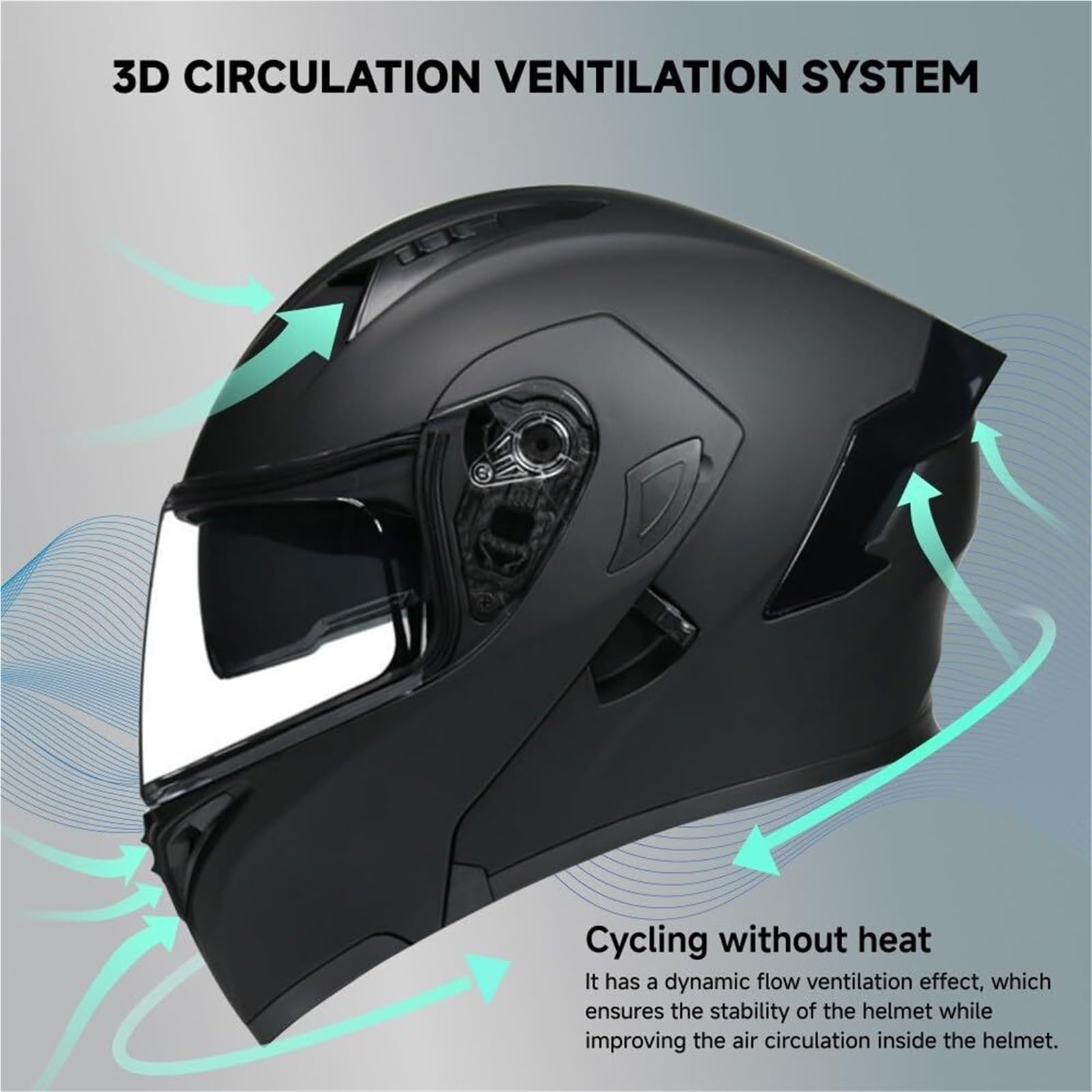 Casco de Motocicleta Modular Integral abatible con Bluetooth, homologado por Dot/ECE, con Doble Visera, Altavoz y micrófono Integrados, Ligero y ventilado for Hombre y Mujer.(O,L 57~58CM)
