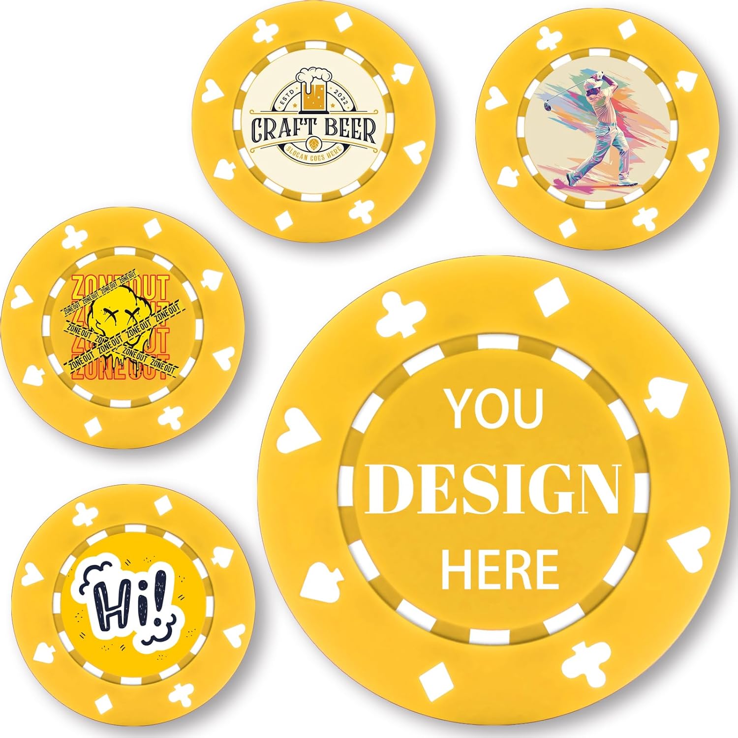 Custom Ceramic Poker Chips Personalized Logo/Text/Pattern for Casino Night Home Game Party & Gift High Density Scratch Resistant Professional Grade Chips