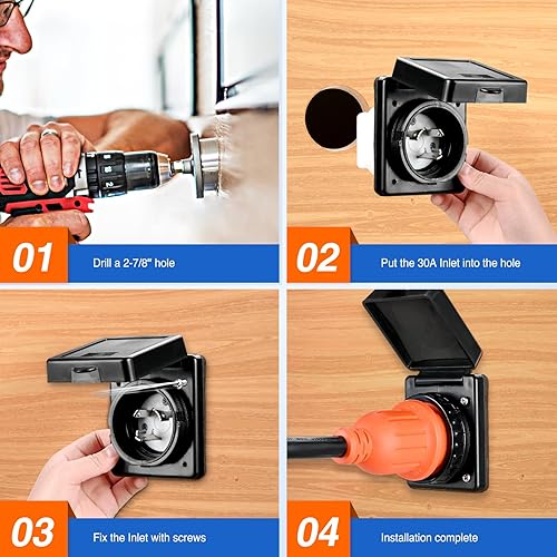 Miniatura 9 de Nilight Receptáculo de 30 amperios para autocaravana, entrada de alimentación de 125 V, con bloqueo giratorio, NEMA L5-30P, lista ETL, cerrado, con