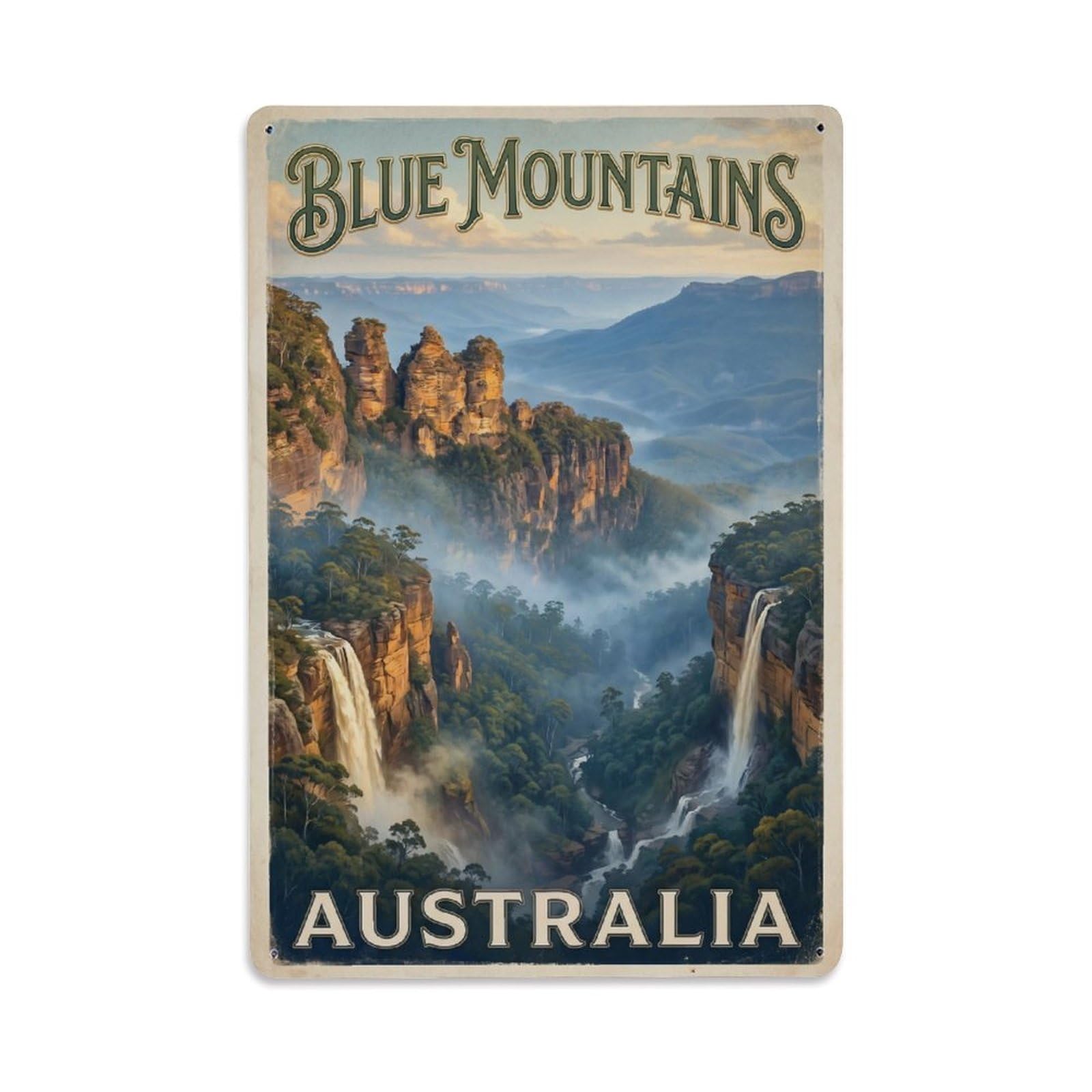 Australia Blue Mountains Mountain Travel Vintage Metal Tin Sign