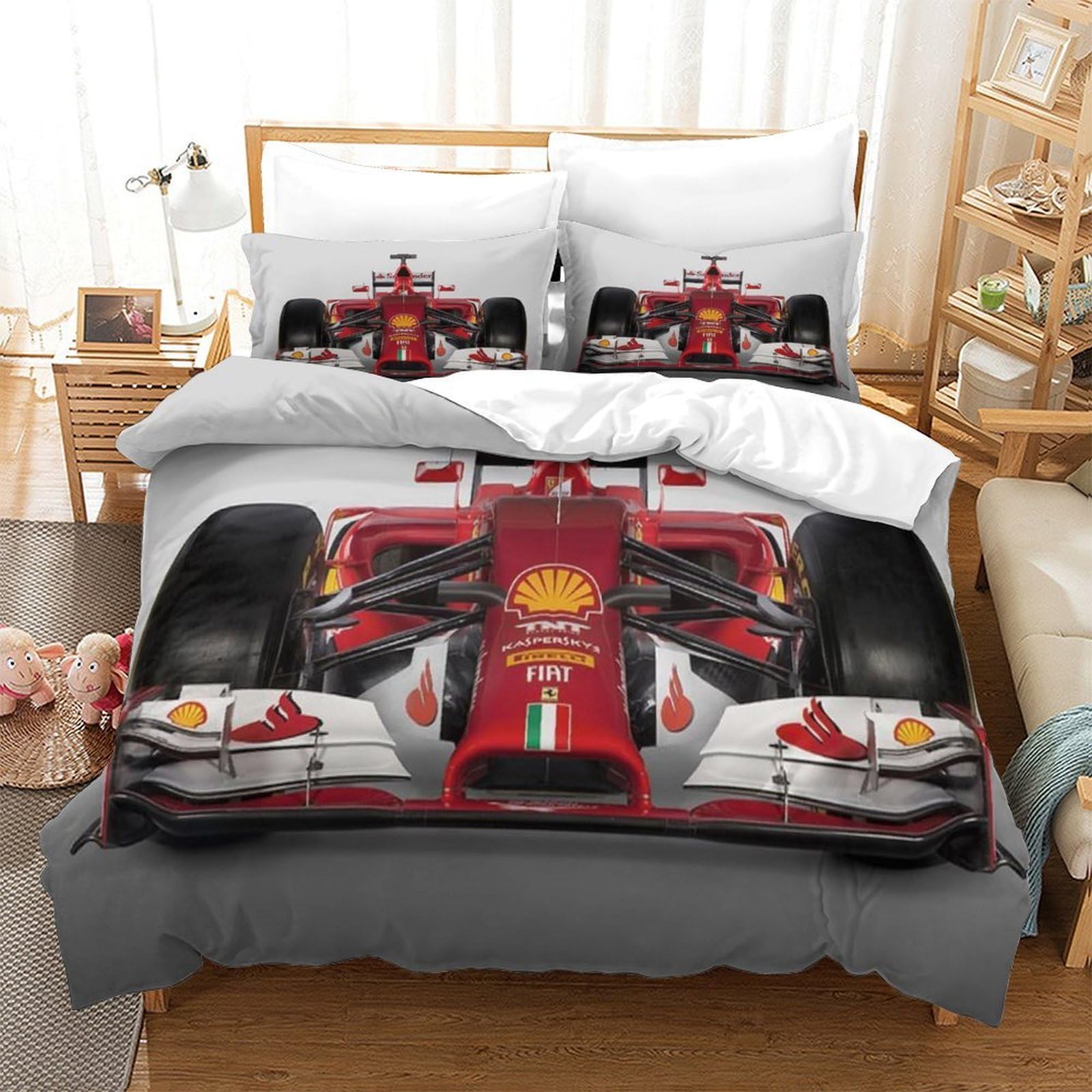 Qdzhcpmyk Style F1 Racing Duvet Cover Sets 3 Pcs Hotel Quality Quilt Cover Bedding Bed Covers With Pillowcases With Zipper Closure Ultra Soft Anti Allergic Microfiber Double（200X200cm）