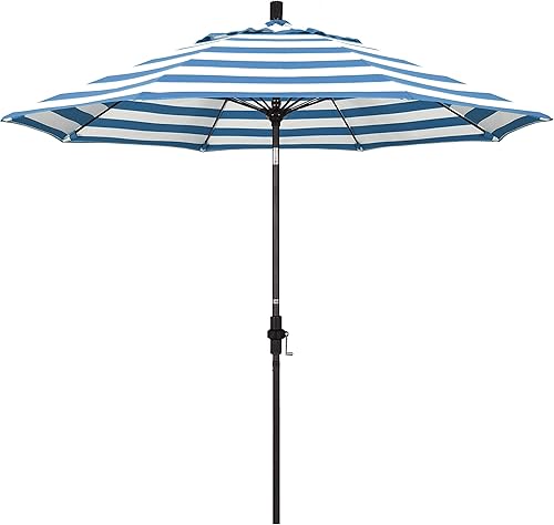 Miniatura 12 de California Umbrella GSCUF908117-5461 - Sombrilla redonda de 9 pies con poste de aluminio y varillas de fibra de vidrio para patio, 9 pies, color