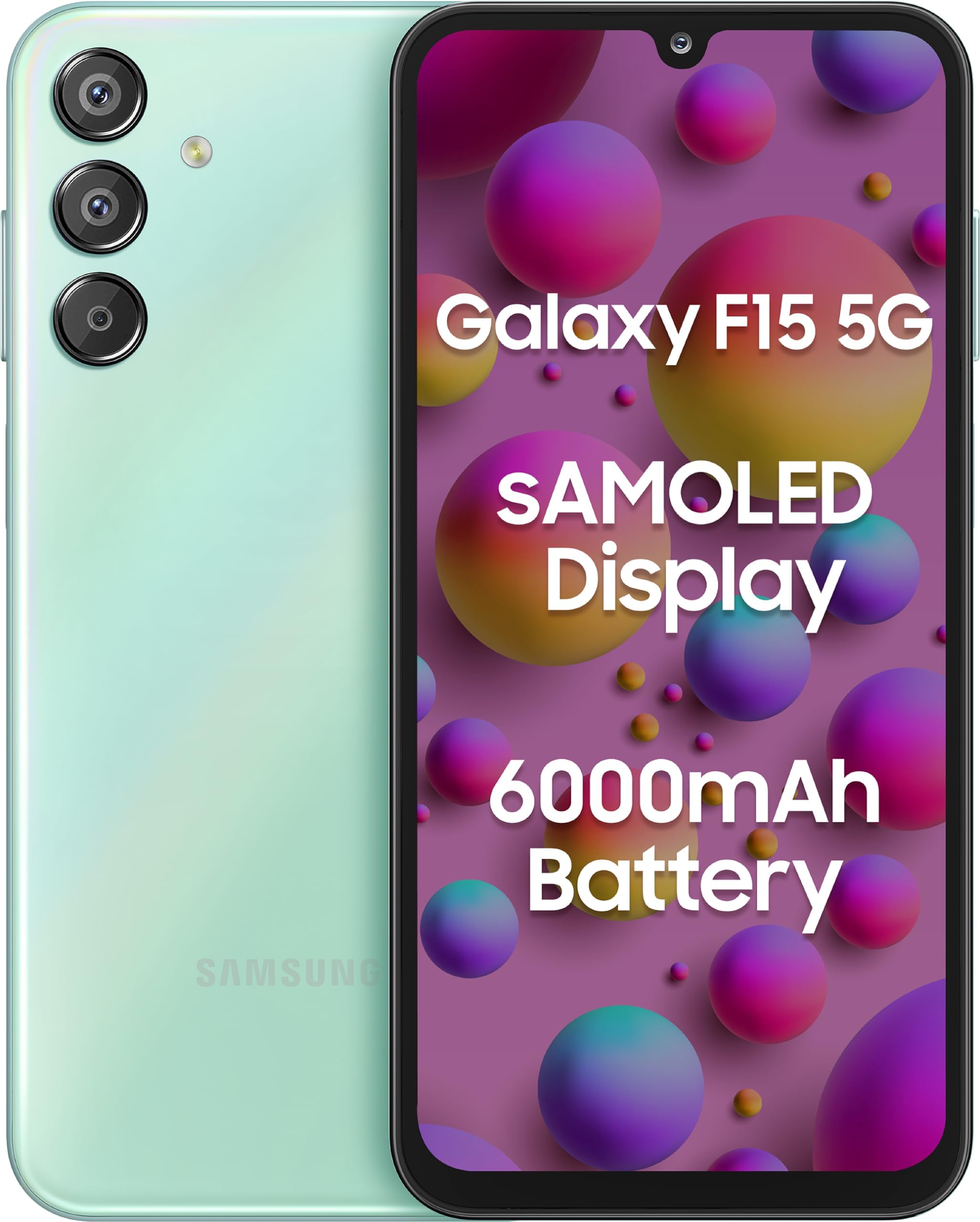 Samsung Galaxy F15 5G (Jazzy Green, 6GB RAM, 128 GB Storage) 90 hz Super AMOLED Plus MediaTek Dimensity 6100+ 50MP camera Dual-SIM 6000mAh Battery Up to 12GB RAM with RAM Plus