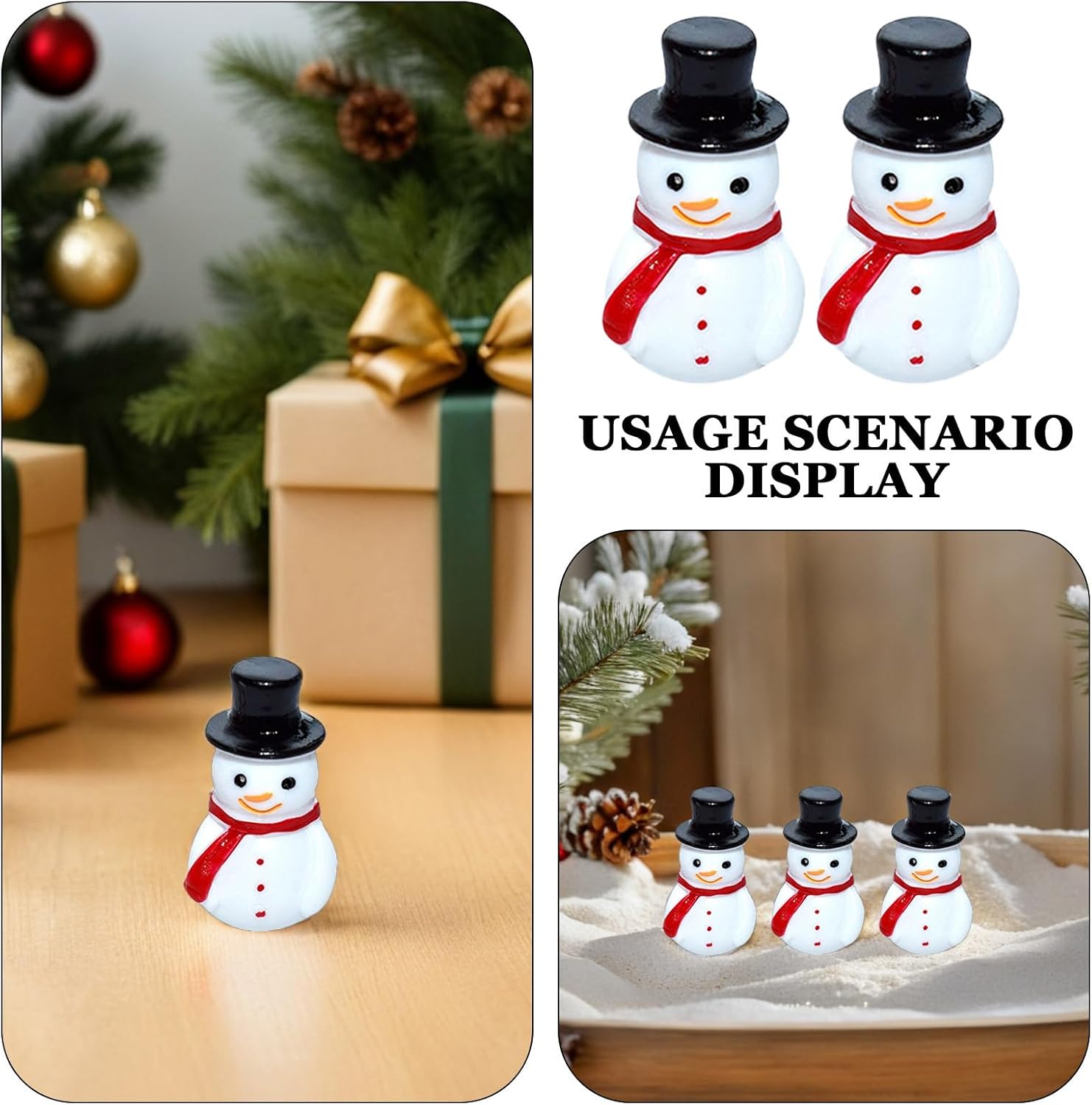 STOBOK 10pcs Mini Snowman Miniatures Car Accessories for Small Containers Christmas Party Desktop Decoration Snowman with Hat Christmas Miniature Ornament Plant Three-Dimensional - Image 5