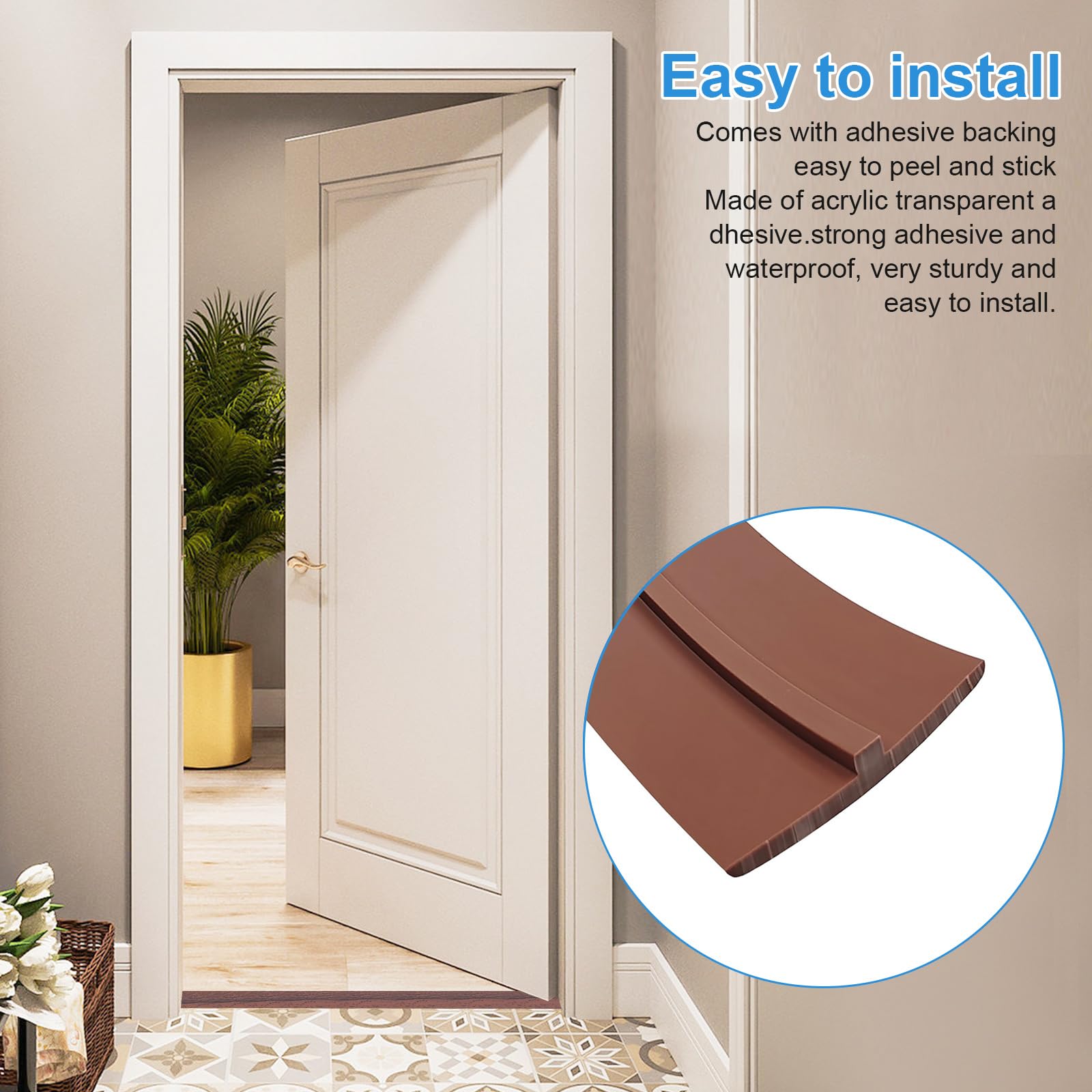 Perfil de transición autoadhesivo, ancho de 50 mm, autoadhesivo, tira de transición de PVC en T, flexible en forma de T, tiras de transición para laminado/MDF y suelos de madera (nogal, 5 m)