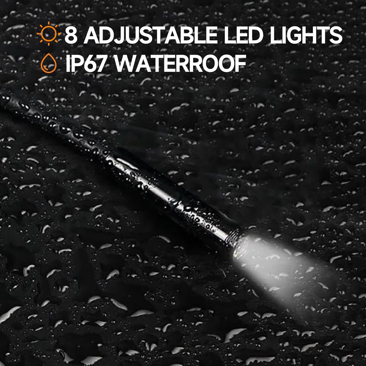 Endoscope Camera with Light, 4.3" IPS Screen HD Digital Snake Camera, IP67 Waterproof Borescope with 8 Adjustable LED Lights,HD 1080P，16.5ft Semi-Rigid Cord