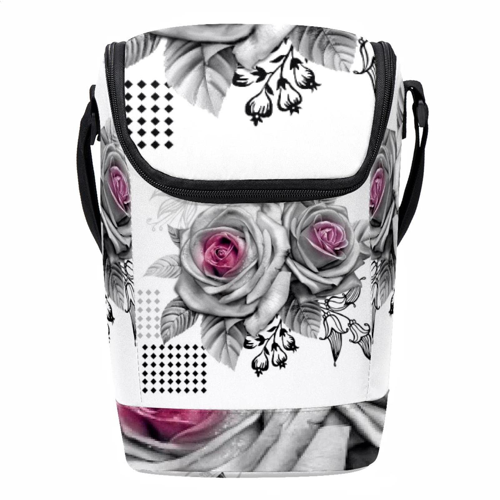 Bolsa de almuerzo floral vintage, lonchera térmica de gran capacidad para el trabajo