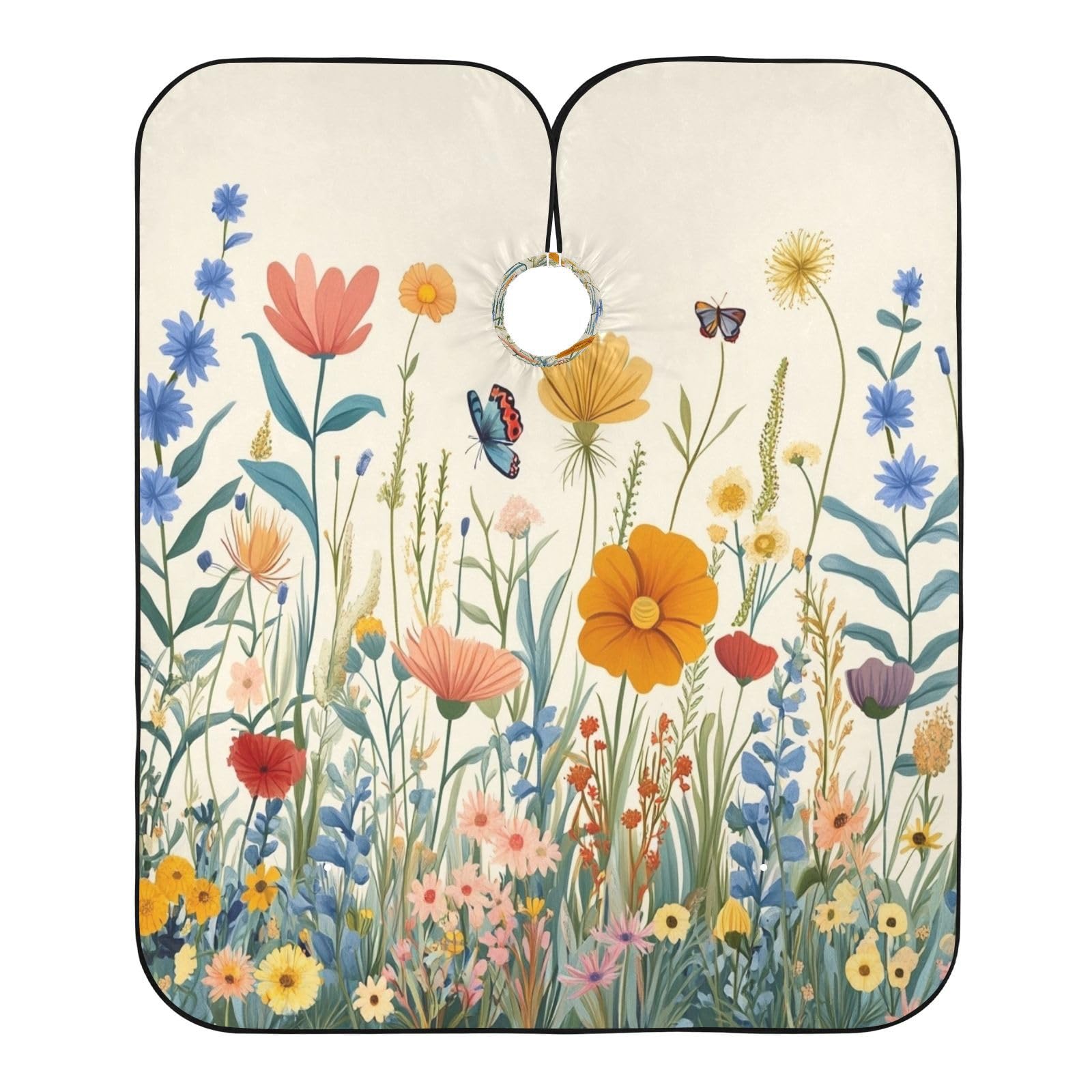 Kigai Hair Cutting Cape for Men & Women Wildflowers Butterfly Waterproof Barber Cape Professional Hairdressing Salon Styling Cape with Adjustable Closure Snap