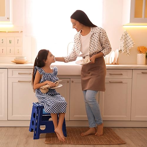 Miniatura 84 de Korpai Taburete plegable mejorado de 9 pulgadas para adultos y niños con capacidad para hasta 300 libras, taburetes plegables antideslizantes con