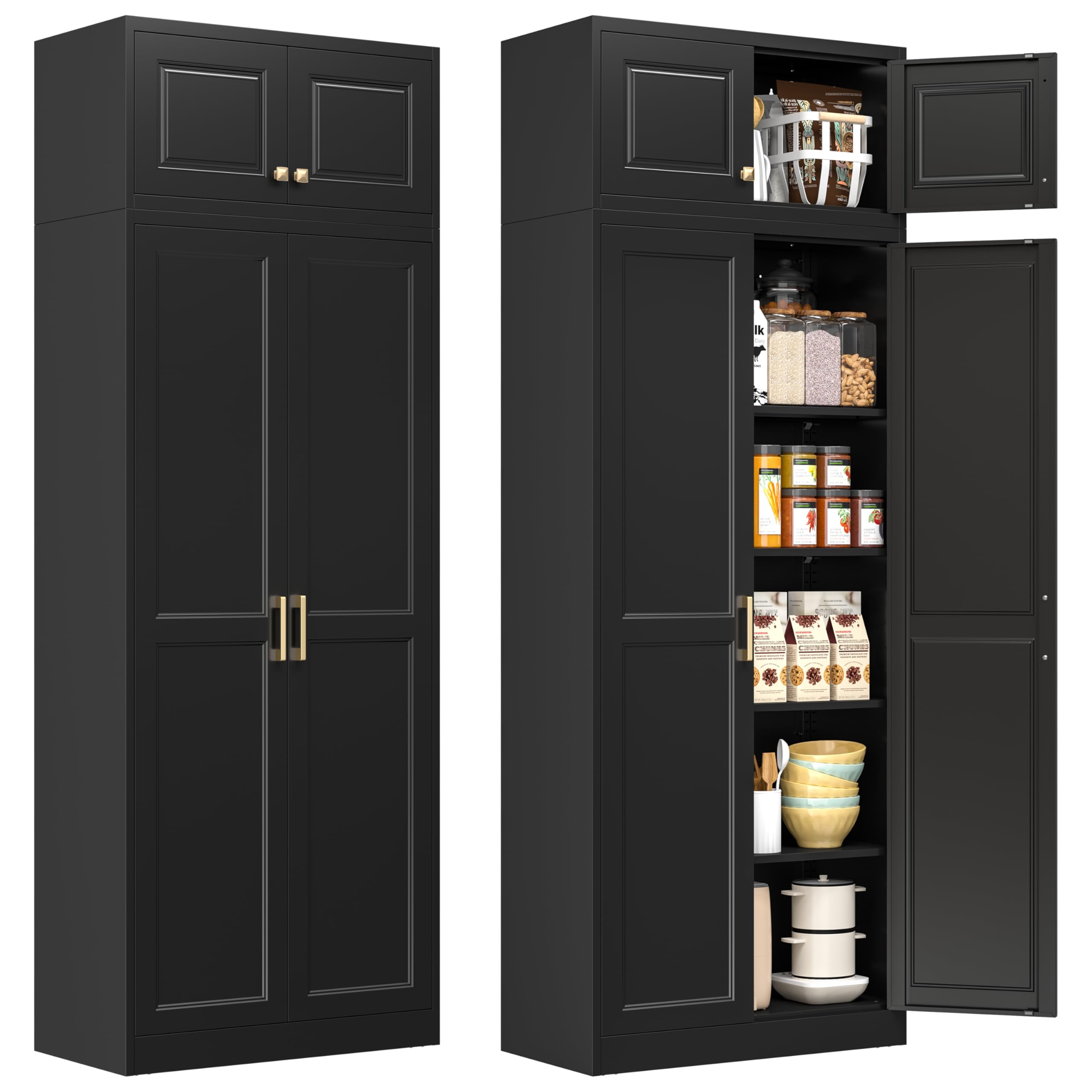 Polup 86" Tall Metal Kitchen Pantry Storage Cabinet with Doors and Shelves