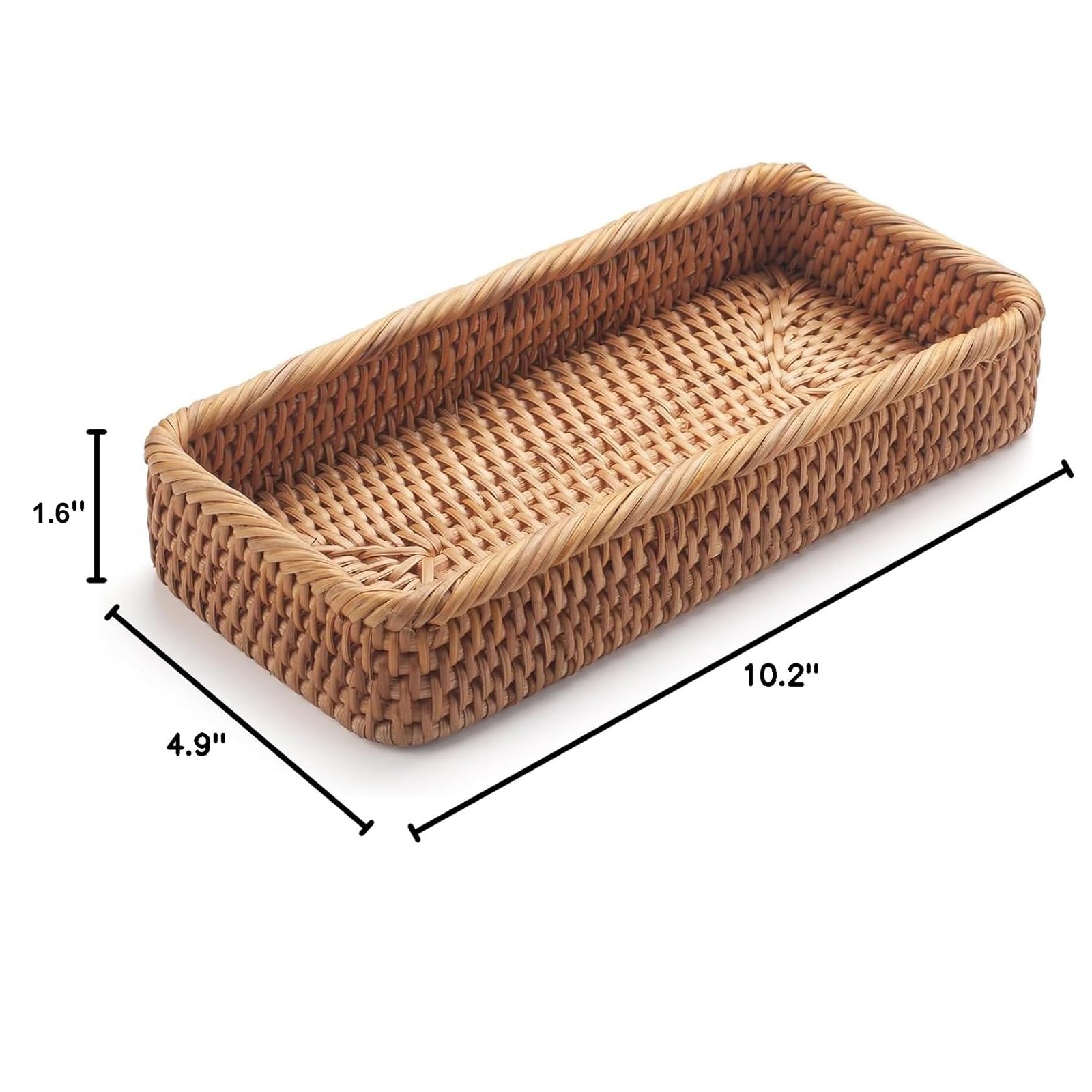 Vassoi Rattan da Bagno Cestini Portaoggetti Rettangolare per Riporre Asciugamani, Decorativi (Naturale 26 x 12.5 x 4 cm)