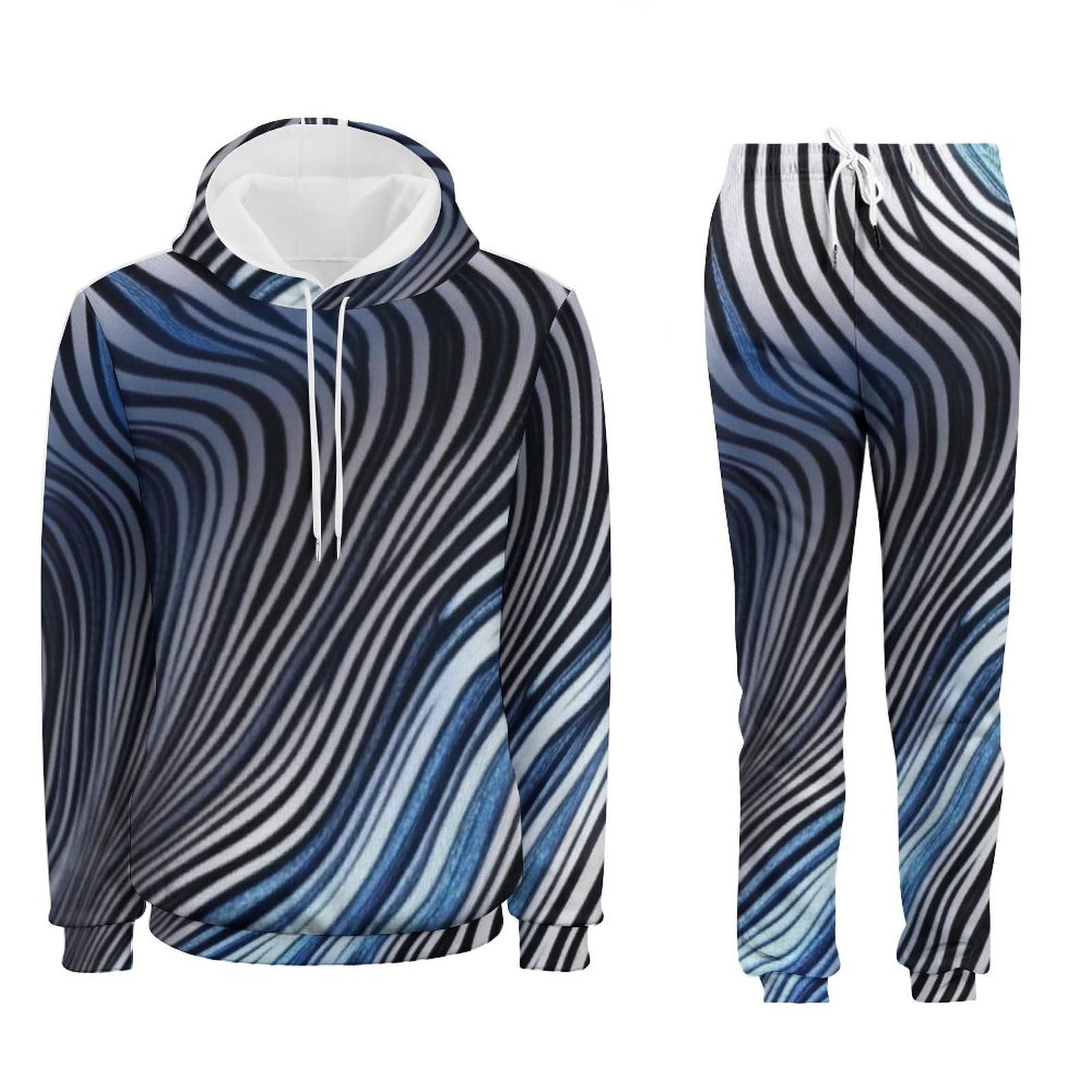 Felpa con cappuccio da uomo con stampa viola 3D Set Casual Pullover tuta