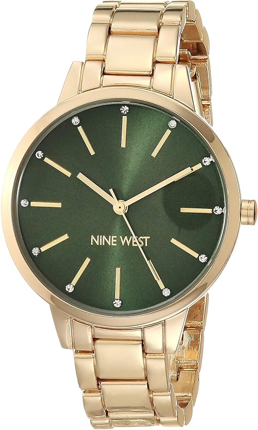 Nine West Women's Japanese Quartz Dress Watch with Metal Strap, Gold, 14 (Model: NW/2098GNGB)