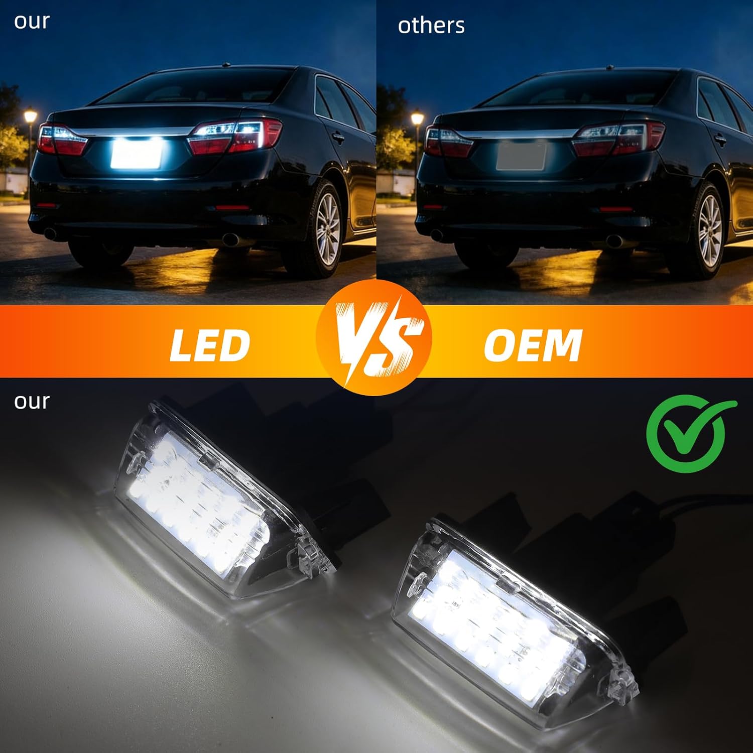 2PCS License Plate Ligh，Clear Lens Tail Lights Assembly for TO'YOTA Camry Highlander/Avalon, Powered by 18-SMD Xenon White LED
