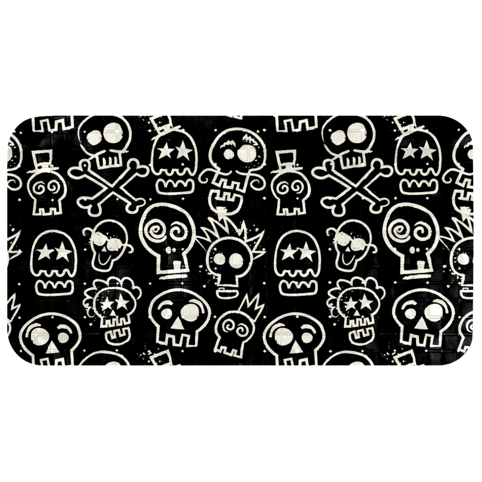 Tapis de bain antidérapant fini les glissades grâce aux ventouses motif tête de mort