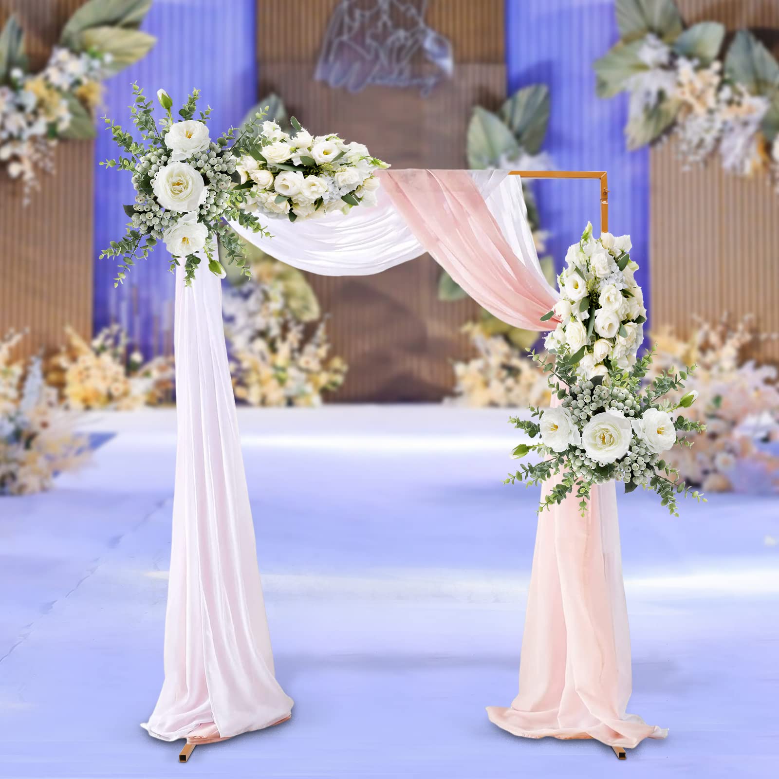Arco quadrato per matrimonio, supporto per fogli di nozze, supporto in metallo dorato, 2 x 1,5 m