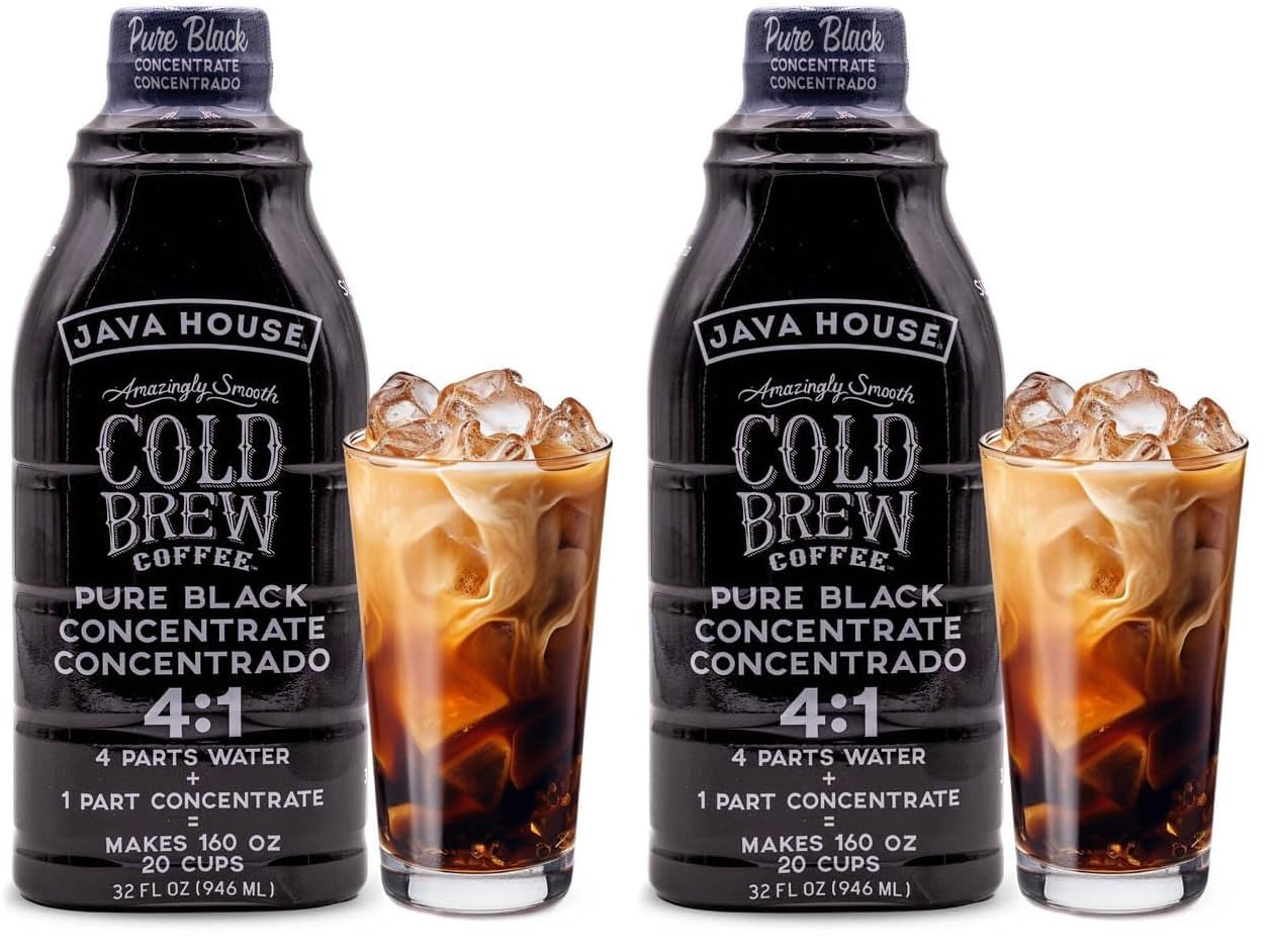 Java House Cold Brew Coffee, Colombian | 4:1 Liquid Concentrate | 32 Ounce Bottle | Pack of 2