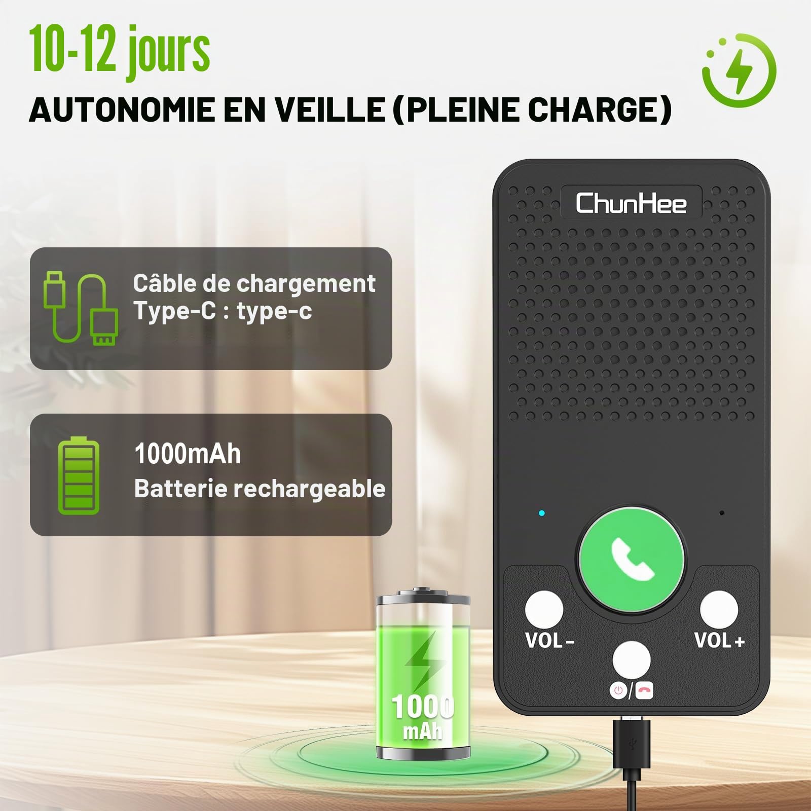 ChunHee Système d'interphone duplex complet pour la maison, système d'interphone à 2 voies | Simple à utiliser, un seul bouton pour appeler/répondre, rechargeable, léger, bon son, interphone pour les personnes âgées