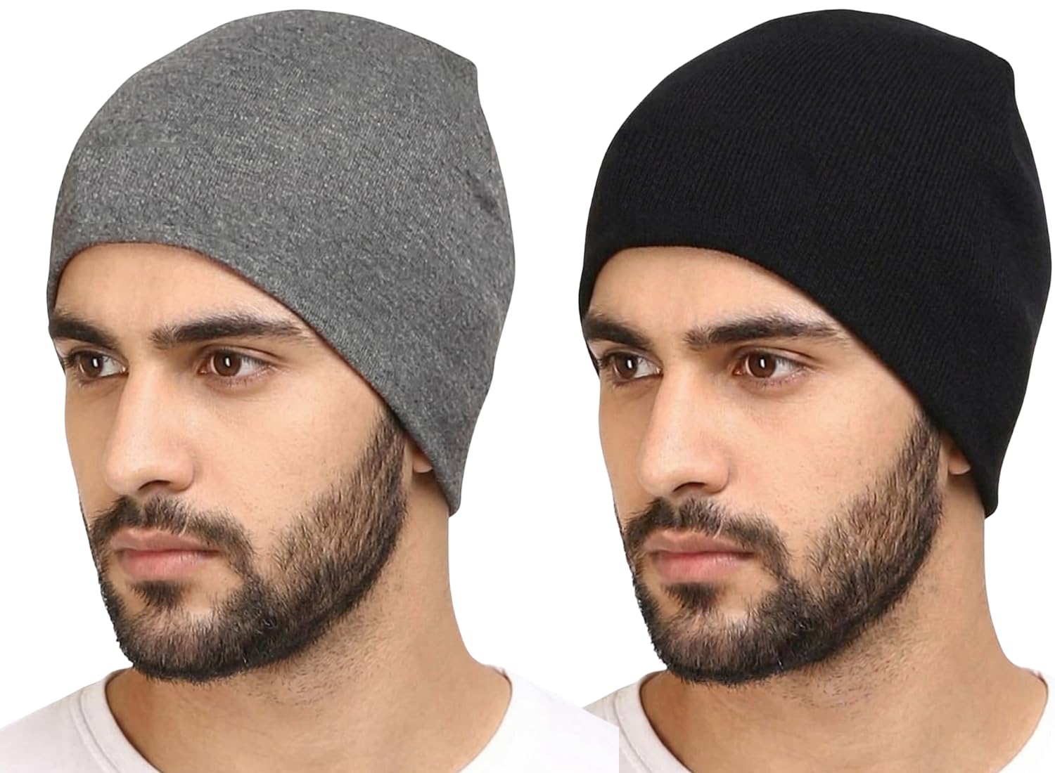 HUNTSMANS ERA Cotton Poly Blend Skull Cap for Men and Women/Helmet Cap/Multipurpose Running, Jogging Outdoor Skull Cap (Black and Dark Grey)-image-25