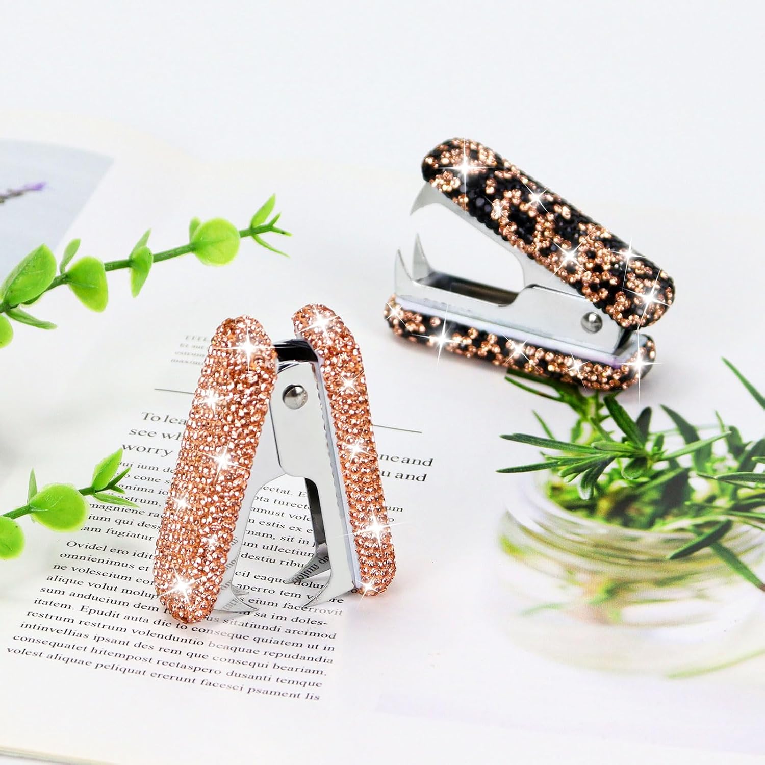MultiBey Rhinestone Staple Remover, Handmade Bling Crystal Gold Cute Staple Remover Tool for Desk, Dazzling Staples Puller Tool Mini Office Supplies & Desk Accessories for Women Office (2 Pcs) image 5