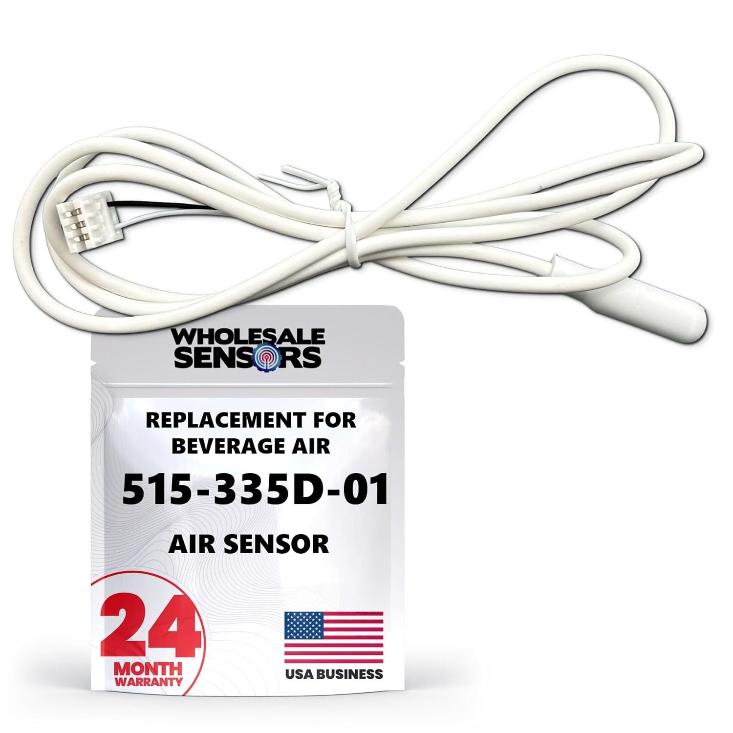 Replacement for Beverage Air 515-335D-01 Air Sensor, Danfoss, S1, 3-Pole, 1M 24 Month Warranty